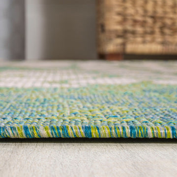 Zinnia Modern Floral Textured Weave Indoor/outdoor Runner Rug